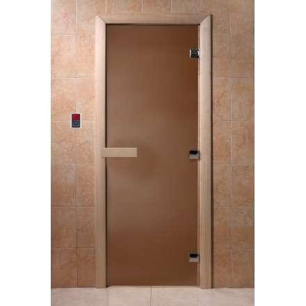 Дверь для сауны Doorwood Теплая ночь 1900x700 (коробка листва, стекло 8 мм, 3 петли) купить в Могилеве