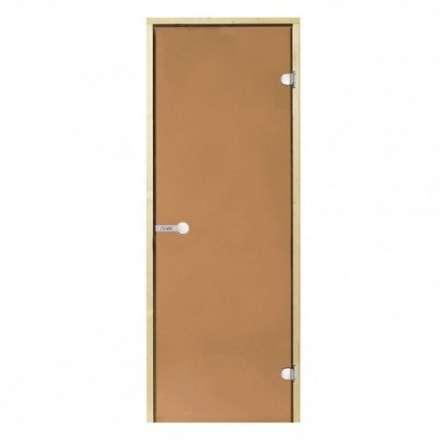 Дверь для бани стеклянная Harvia 7/19 коробка сосна, бронза в Могилеве