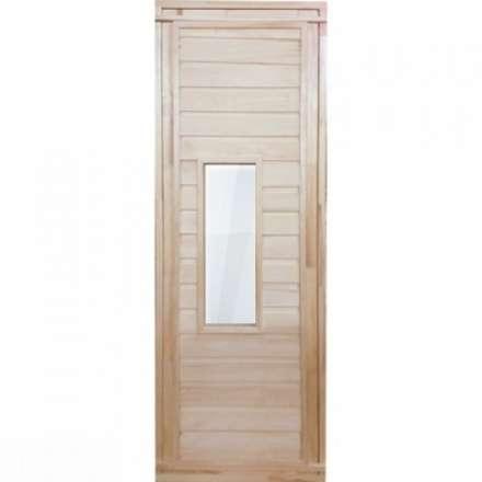 Дверь для бани деревянная 1700х700мм со стеклом купить в Могилеве