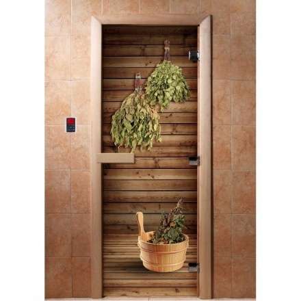 Дверь для сауны Doorwood с фотопечатью A004 1900x700 в Могилеве