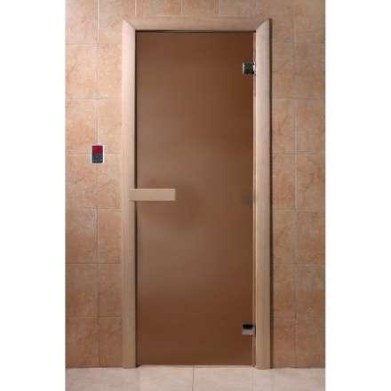 Дверь для бани стеклянная Doorwood Бронза матовая 1800x700 (хвоя, стекло 6 мм, 2 петли) в Могилеве