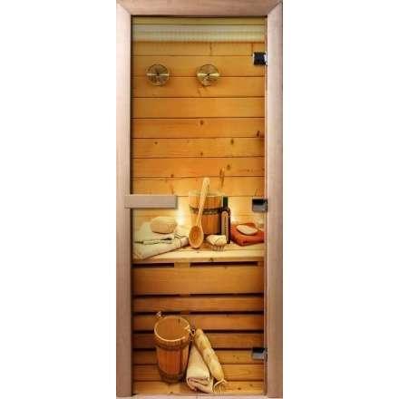 Дверь для сауны Doorwood с фотопечатью A033 1900x700 в Могилеве