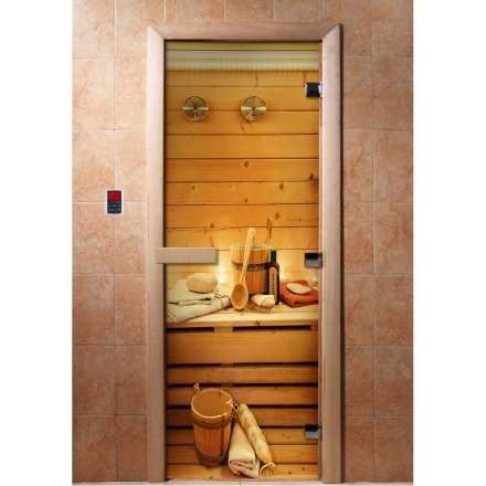 Дверь для сауны Doorwood с фотопечатью A033 1900x700 в Могилеве
