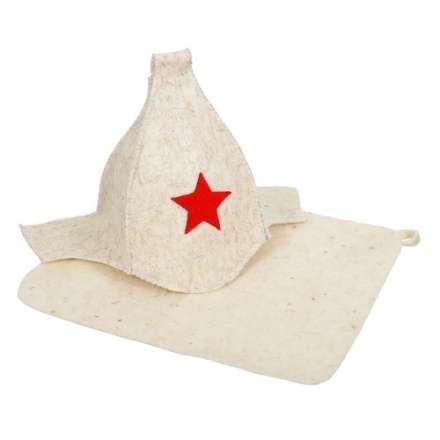 Набор из двух предметов (Шапка Будёновка белая, коврик) 41128 в Могилеве