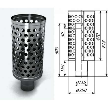 Каменка натрубная ДИЗЕЛЬ, ф115, 1/0,5мм, нерж/нерж в Могилеве