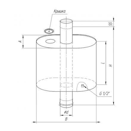 Бак Ferrum Комфорт эллиптический с трубой 50 л в Могилеве