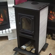 Недорогая печь-камин со стеклом ЭТНА (ДТ-4С) ? 115 мм для дома и дачи Амазонка бай фото в Могилеве