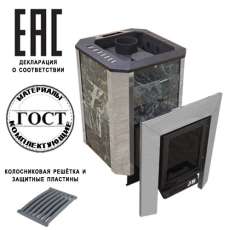 Печь Пегас 16 со стеклом в камне змеевик в Могилеве
