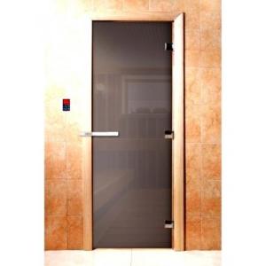 Дверь для сауны Doorwood Сумерки Графит прозрачный 1800x700 (стекло 8 мм, 3 петли) в Могилеве