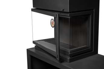 Камин МАДРИД на дровнике Гигант слева черный\белый шамот в Могилеве