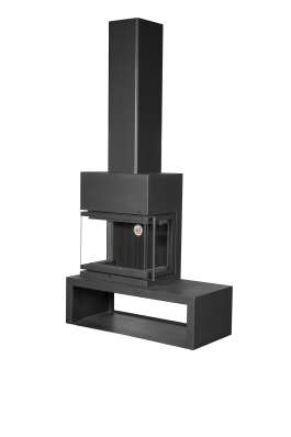 Камин МАДРИД на дровнике Гигант слева черный\белый шамот в Могилеве