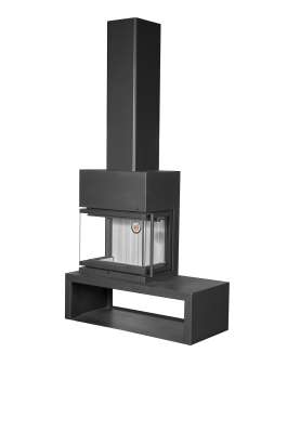 Камин МАДРИД на дровнике Гигант слева черный\белый шамот в Могилеве