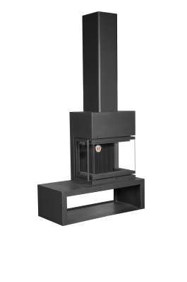 Камин МАДРИД на дровнике Гигант справа черный\белый шамот в Могилеве