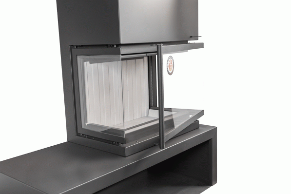 Камин МАДРИД на дровнике Гигант справа черный\белый шамот в Могилеве