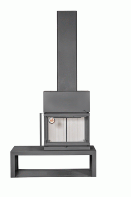 Камин МАДРИД на дровнике Гигант справа черный\белый шамот в Могилеве