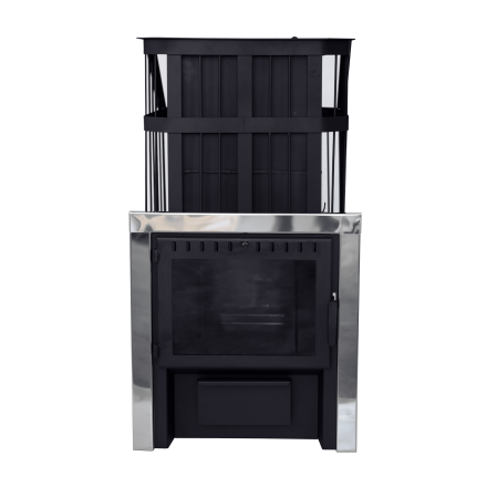 Печь банная Сибирь-24 c закрытой каменкой, панорамная дверца в Могилеве