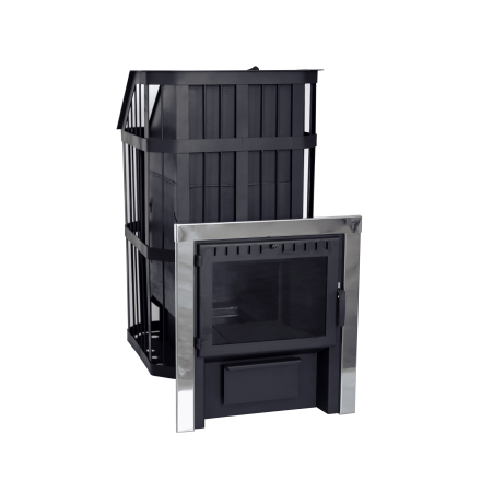 Печь банная Сибирь-24 c закрытой каменкой, панорамная дверца в Могилеве