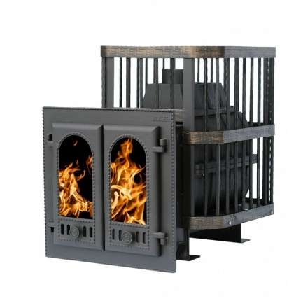 Печь банная Сибирь-24 с двухстворчатой каминной дверцей Амазонка бай фото в Могилеве