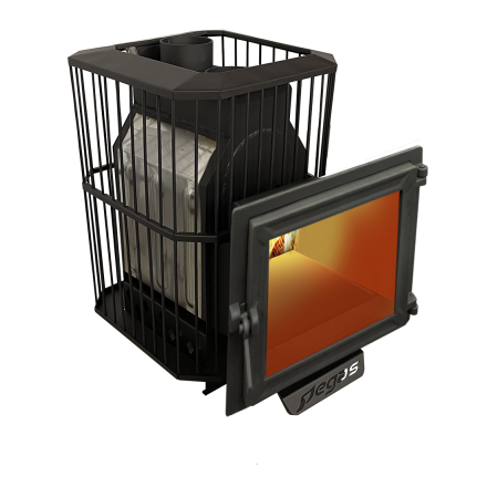 Банная печь Пегас 16 панорама нерж сетка фото в Могилеве