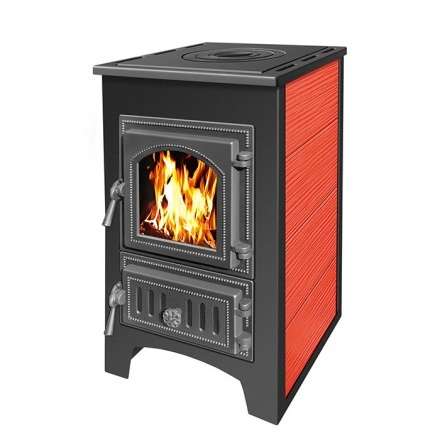 Печь-камин Везувий ПК-01 (270) с плитой  красная 9 кВт Амазонка бай фото в Могилеве