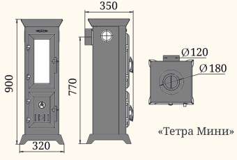 Отопительная печь Термофор Статика Тетра Мини, чёрная бронза фото в Могилеве