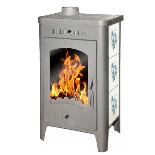 Стальной камин со стеклом Бавария Оптима Незабудка с плитой фото в Могилеве