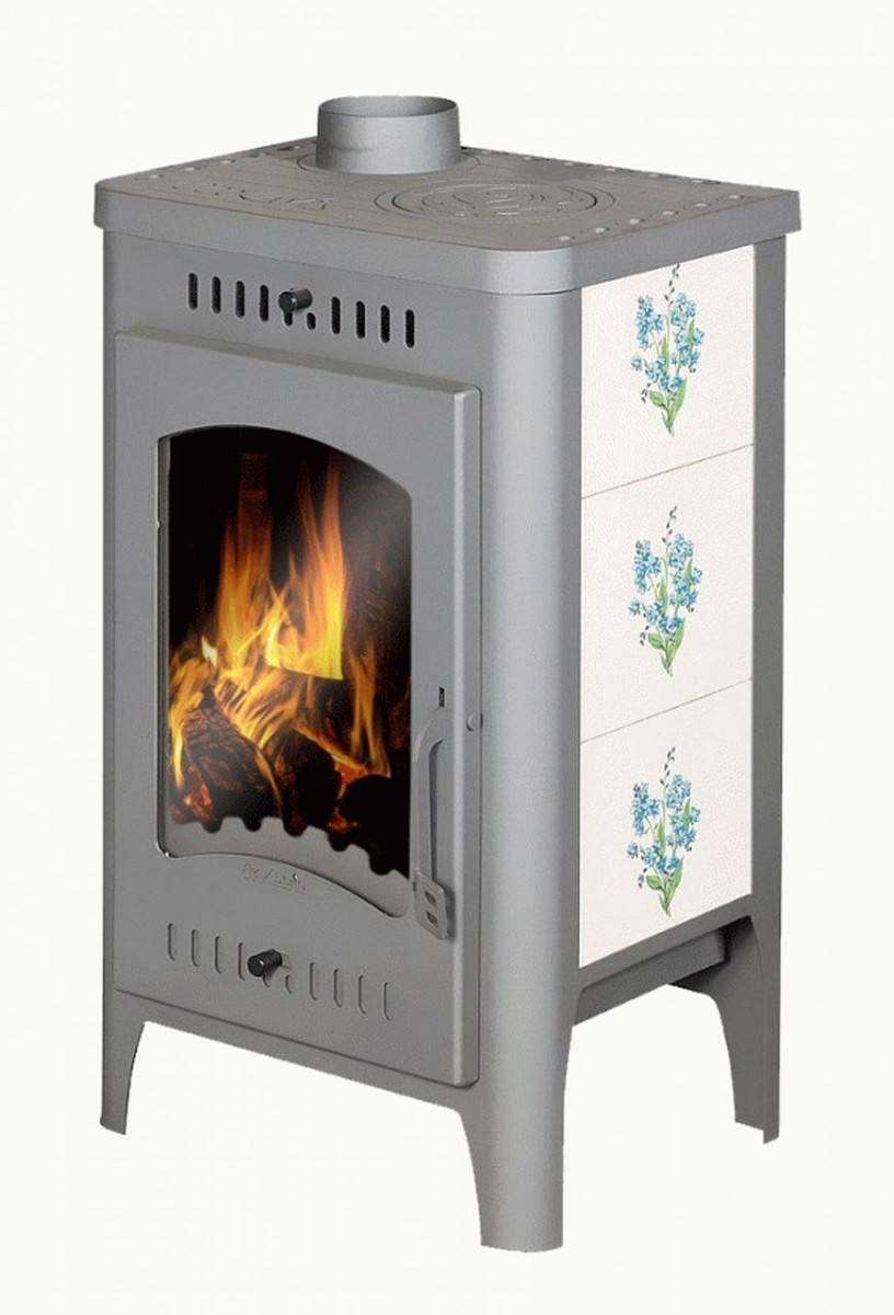 Печь-камин Бавария Оптима Незабудка с плитой фото в Могилеве