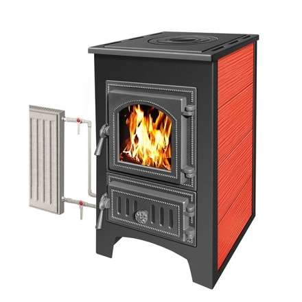 Печь-камин Везувий ПК-01 (270) с плитой и т/о красный 9 кВт купить в Могилеве