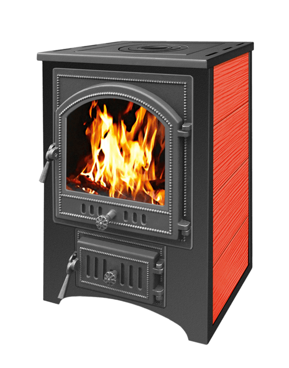 Печь-камин Везувий ПК-01 (205) c плитой красная 12 кВт Амазонка бай фото в Могилеве