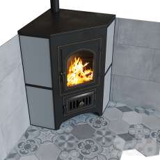 Купить печь-камин Везувий ПК-01 (220) с конфоркой угловой талькохлорит в Могилеве фото в Могилеве