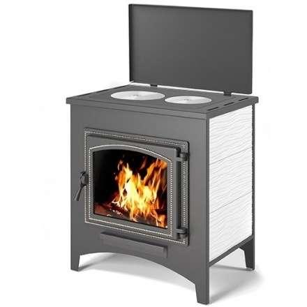 Печь-камин Везувий ПК-04 (240) с плитой беж 12 кВт Амазонка бай фото в Могилеве