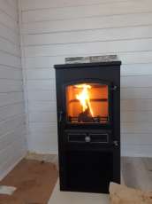 Стальной печь-камин со стеклом ЭТНА (БКД) с плитой фото в Могилеве