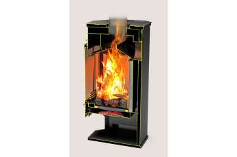 Стальной недорогой камин с дровницей Теплодар Румба фото в Могилеве