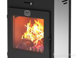 Стальной недорогой камин со стеклом и дровницей Теплодар Танго плюс фото в Могилеве