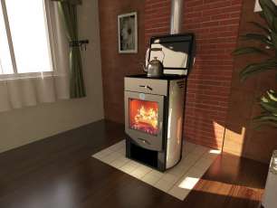 Стальной недорогой камин со стеклом Теплодар Танго плюс фото в Могилеве