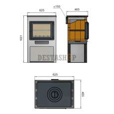 Стальная печь-камин со стеклом ЭТНА (Панорама) с плитой Амазонка бай фото в Могилеве