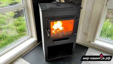 Недорогой печь-камин ЭТНА (Панорама) с плитой и ТО Антрацит" высокий фото в Могилеве