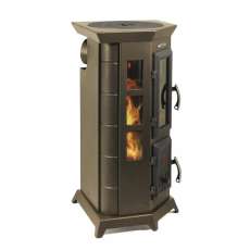 Отопительная недорогая печь Термофор Статика Квинта, чёрная бронза фото с боку в Могилеве