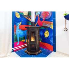 Угловая стальная печь Термофор Статика Квинта, чёрная бронза фото в Могилеве