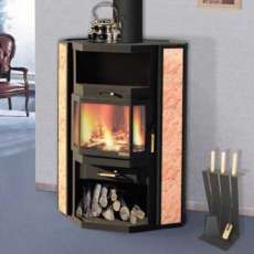 Недорогой большой камин с шамотом Печора Мета Бел фото в интерьере в Могилеве