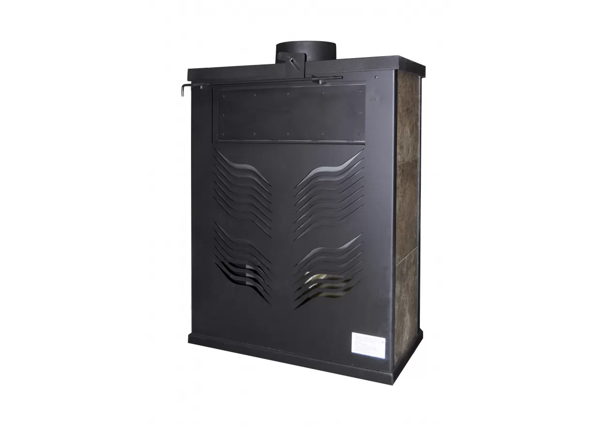 Стальной камин с дровницей Бавария призматик с плитой фото в Могилеве