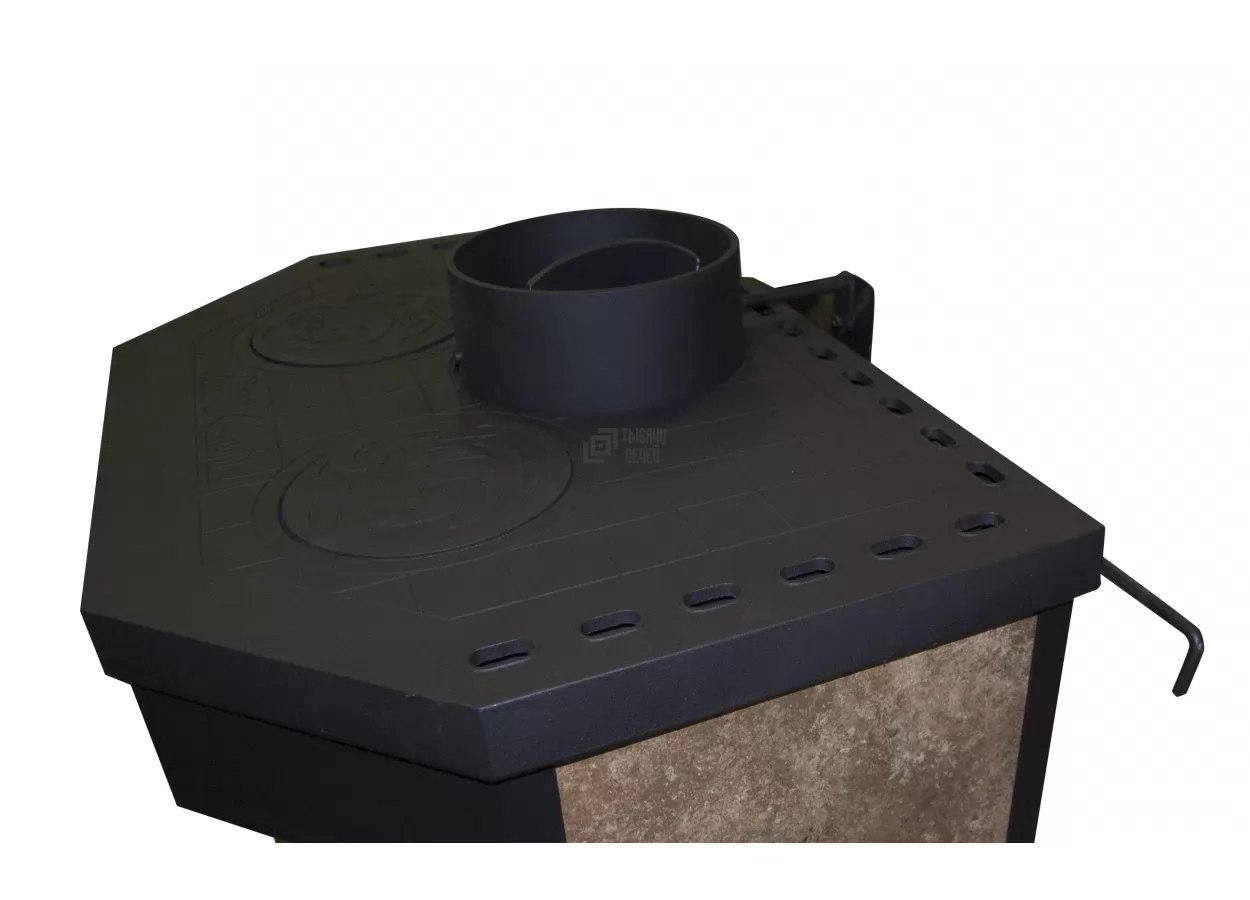 Печь-камин с дровницей Бавария призматик с плитой фото в Могилеве