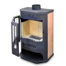 Стальной камин с шамотом Бавария призматик с плитой фото в Могилеве