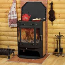 Печь-камин Бавария с плитой аква фото в Могилеве