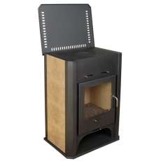 Стальная печь-камин Бавария с плитой и теплообменником фото в Могилеве