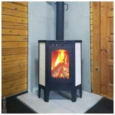 Стальной камин Бавария угловая Амазонка бай фото в интерьере в Могилеве