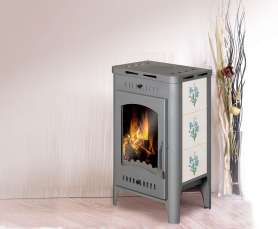 Печь-камин Бавария Оптима Незабудка со стеклом фото в Могилеве