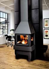 Недорогой камин Бавария 3 стекла чёрная фото в интерьере хай-тек в Могилеве