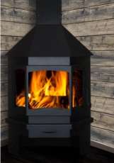 Печь-камин Бавария Мюнхен пристенно-угловой черный фото в интерьере в Могилеве