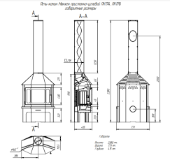 Стальной камин с шамотом Бавария Мюнхен графит фото схема в Могилеве